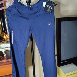 Cherokee Scrub Uniform Pull On Pants Navy Gold Zip Size XS